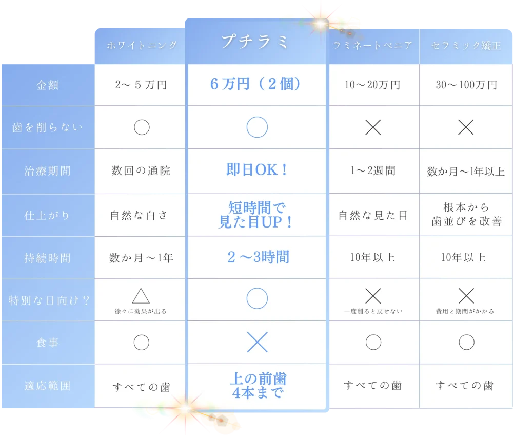 プチラミ比較表